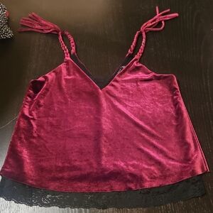 Zara Collection Velvet Burgundy Camisole Top